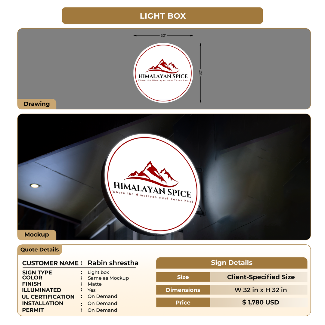 Lightbox Sign for Rabin shrestha