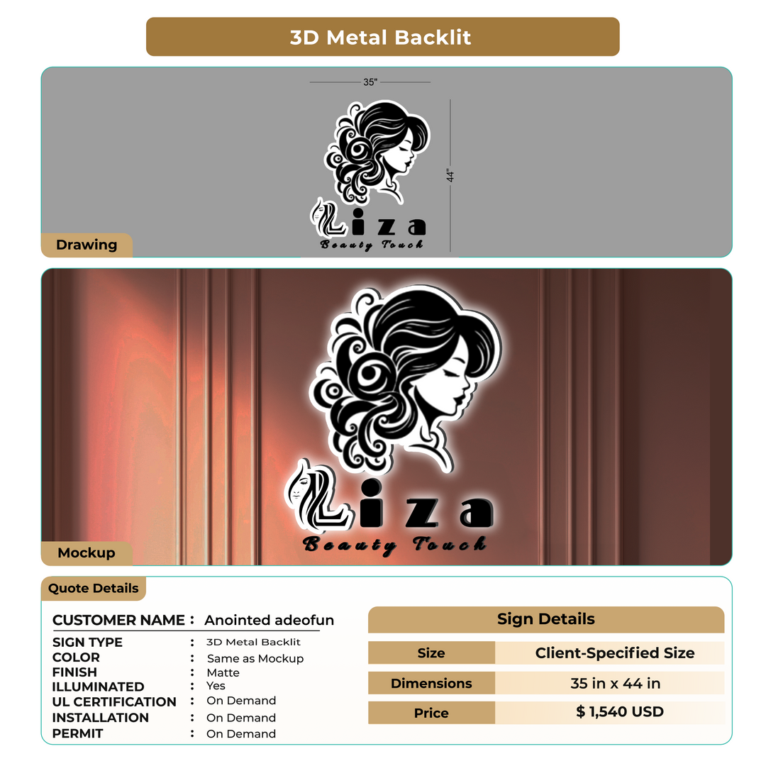 3D Metal Backlit Sign for Anointed adeofun