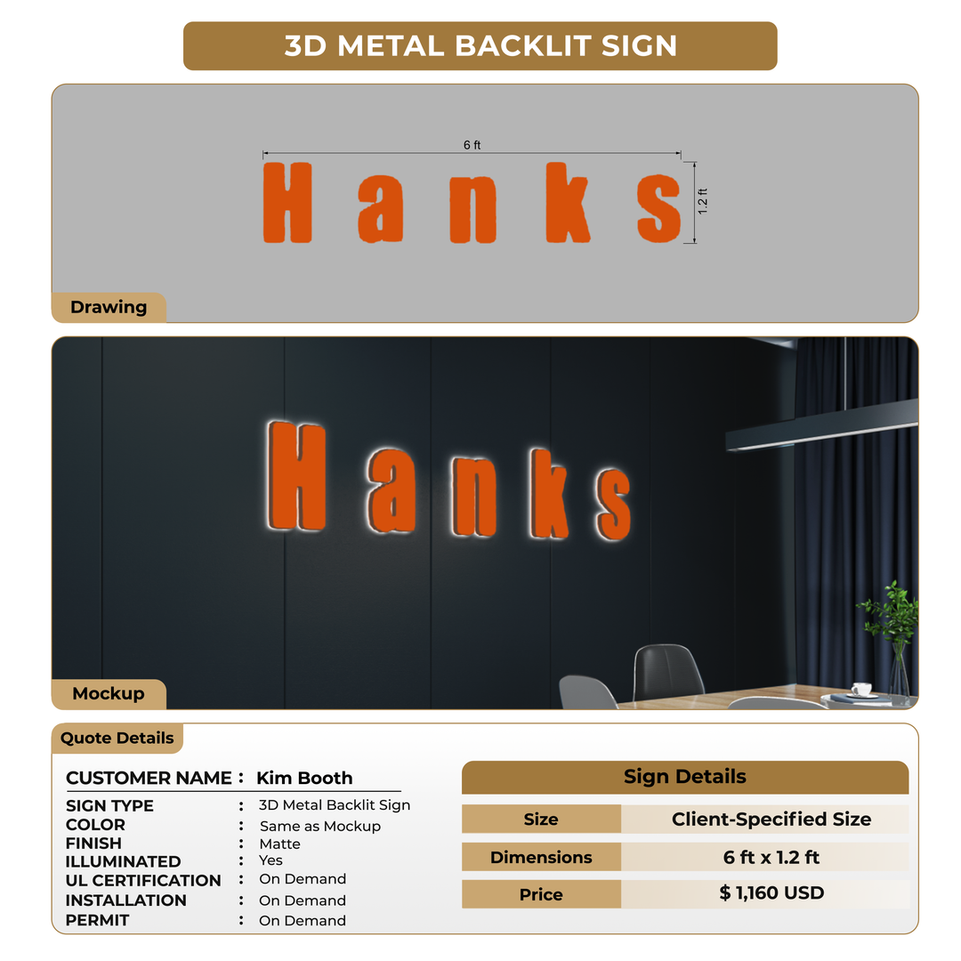Custom Signs For Kim Booth.