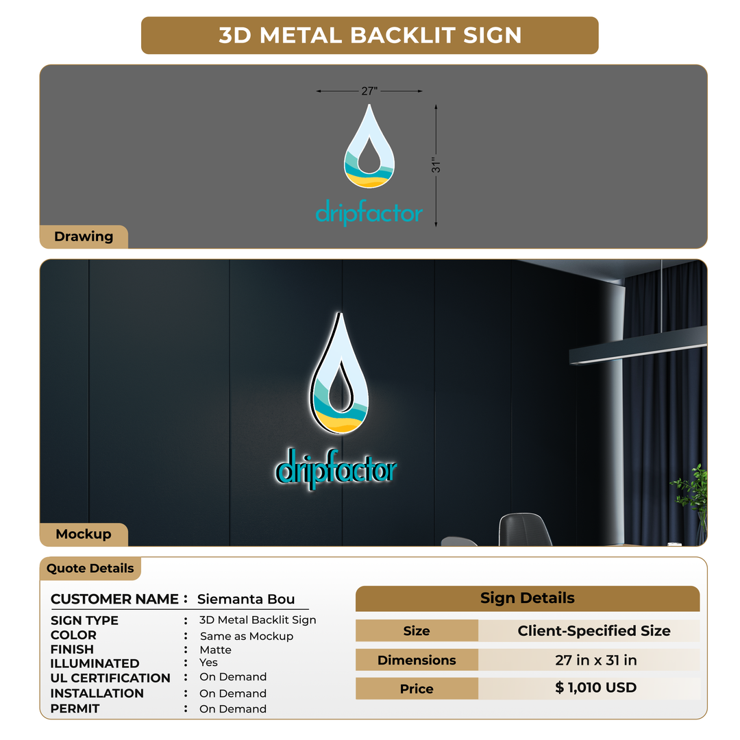 3D Metal Back-lit Sign For Siemanta Bou