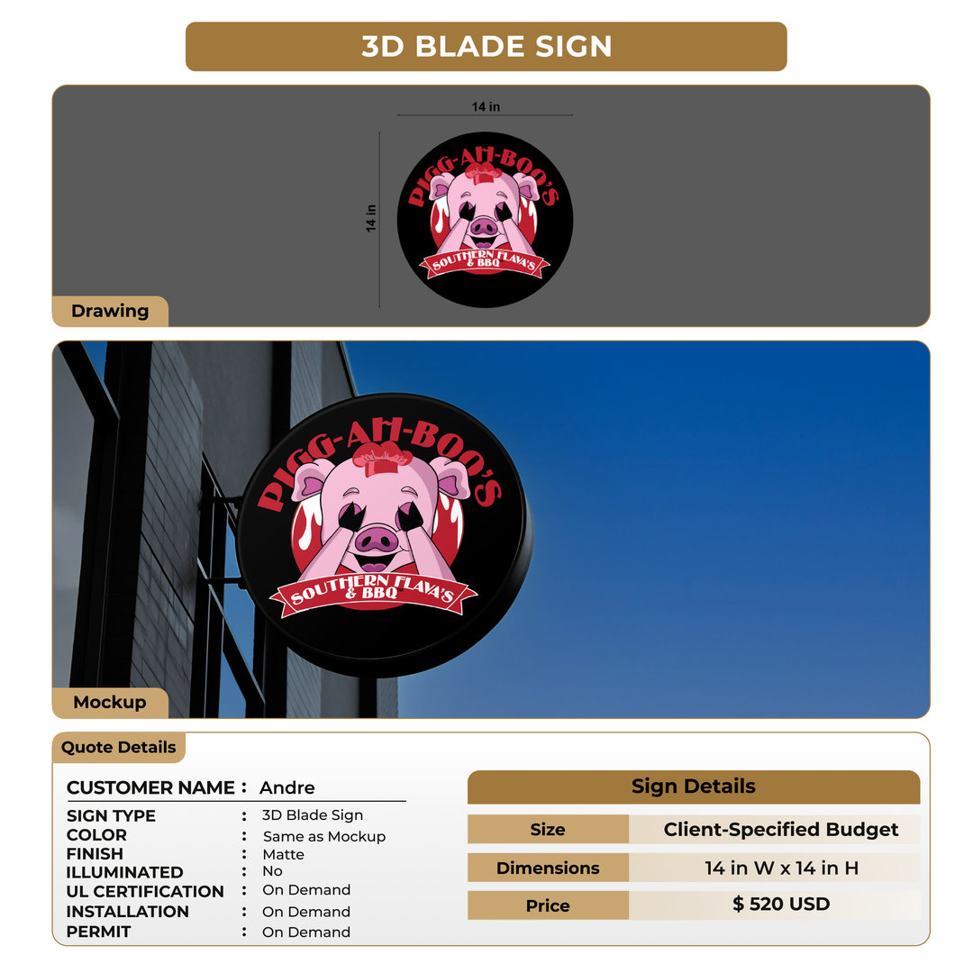3d blade sign for Andre