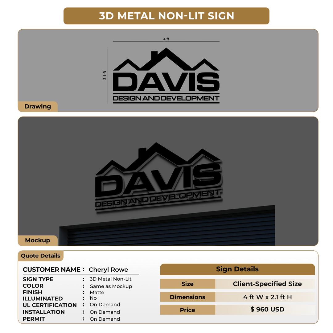 3D Metal signs for Cheryl Rowe