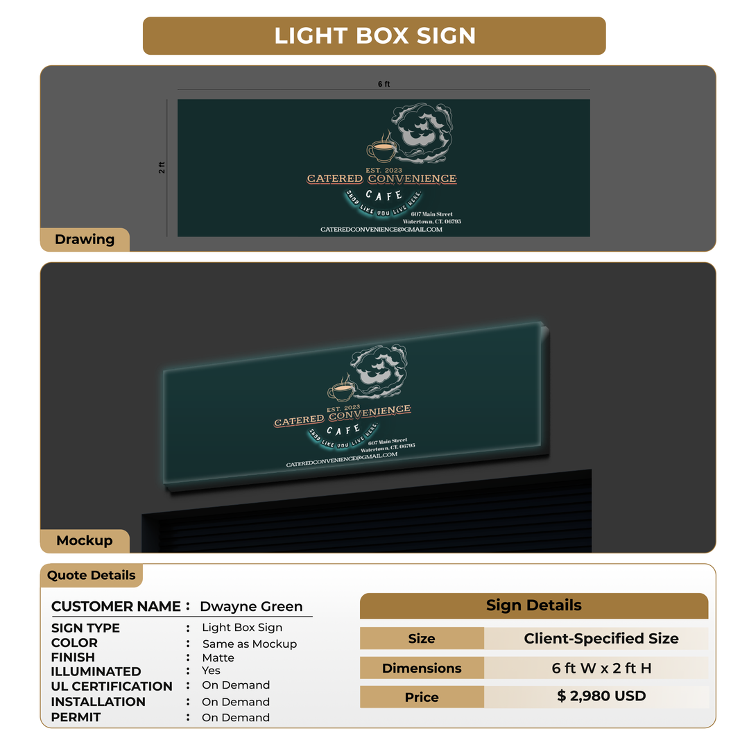 Lightbox sign for Dwayne Green