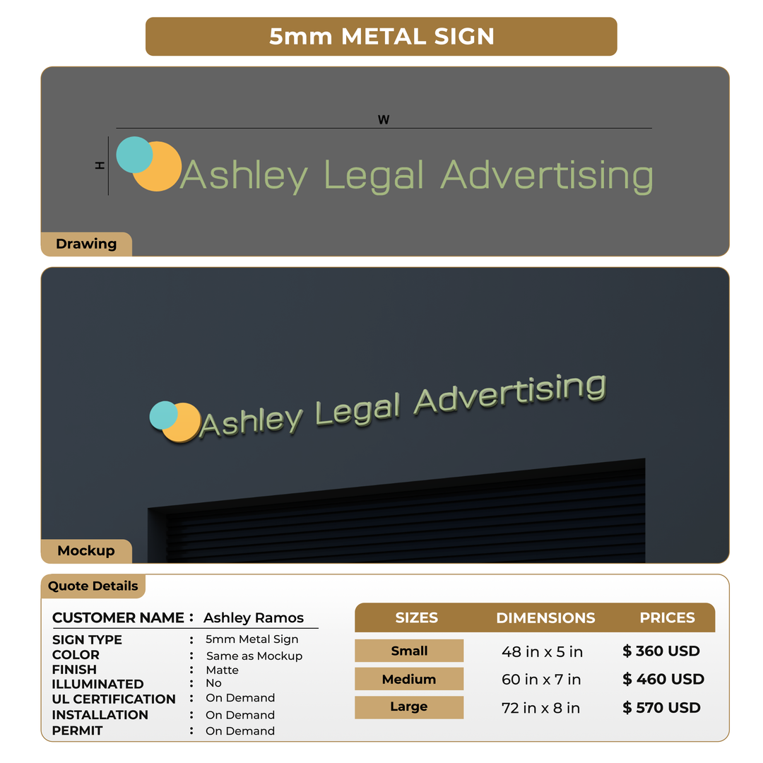 5mm metal sign for Ashley Ramos