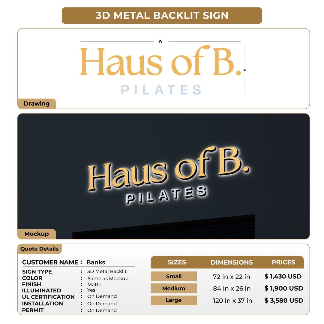 3D Metal Backlit for Banks