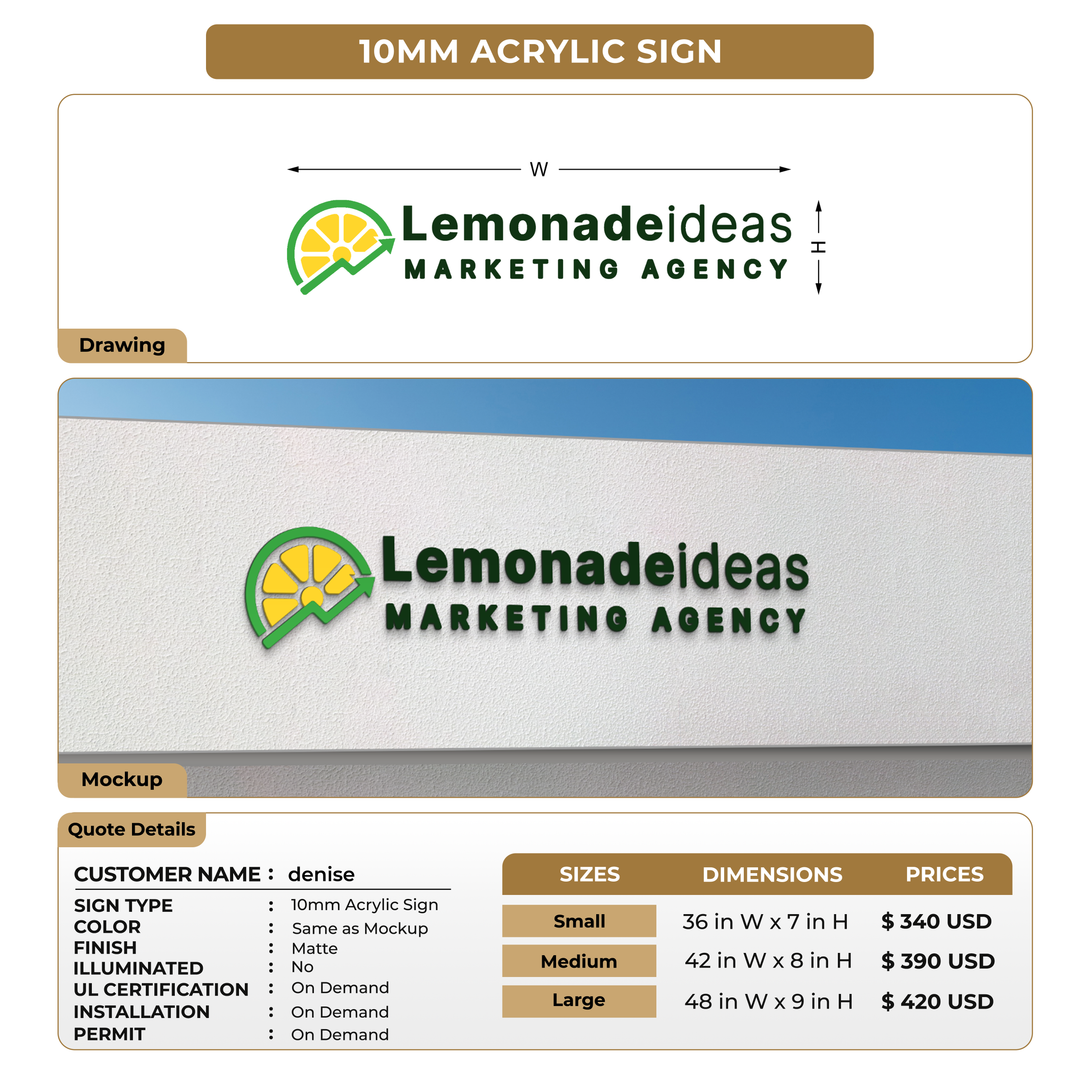 10mm Acrylic Sign For denise