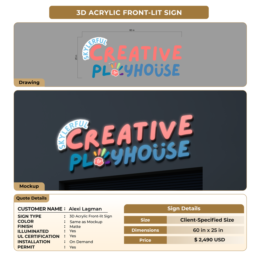 3d acrylic frontlit for Alexi Lagman