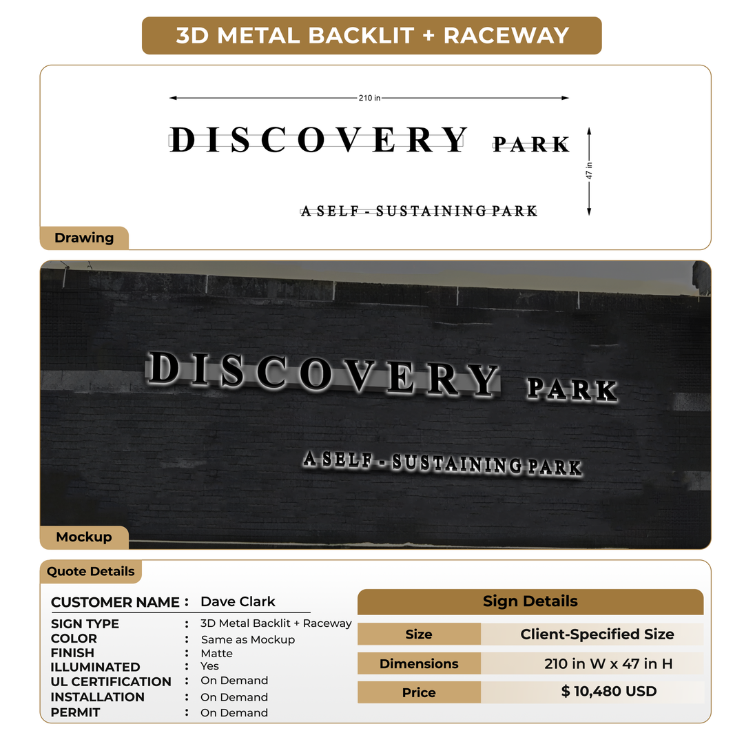 3D Metal Backlit Signs For Dave Clark