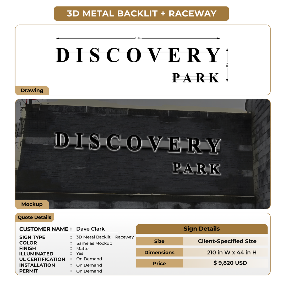 3D Metal Backlit Signs For Dave Clark