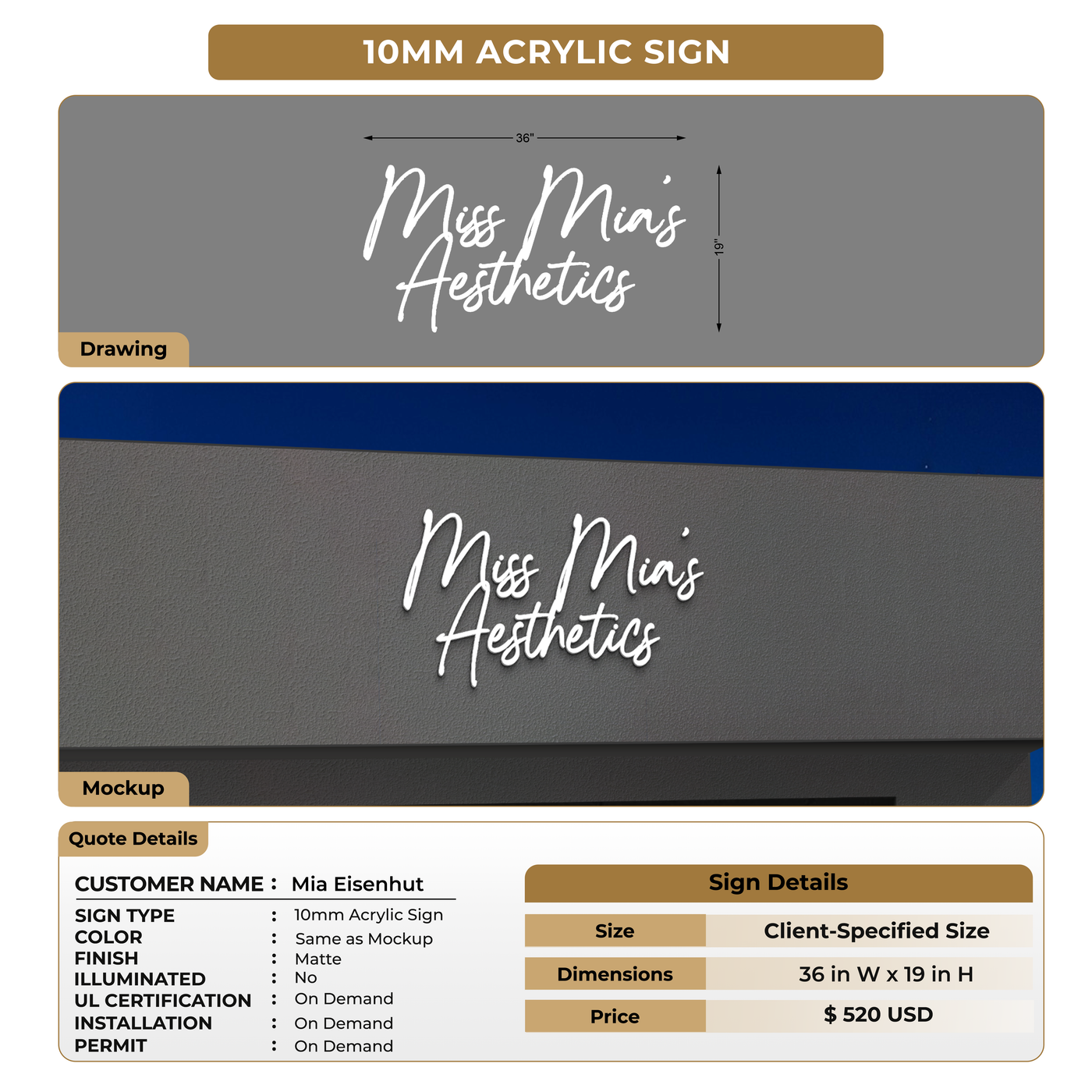 Custom Signs For Mia Eisenhut