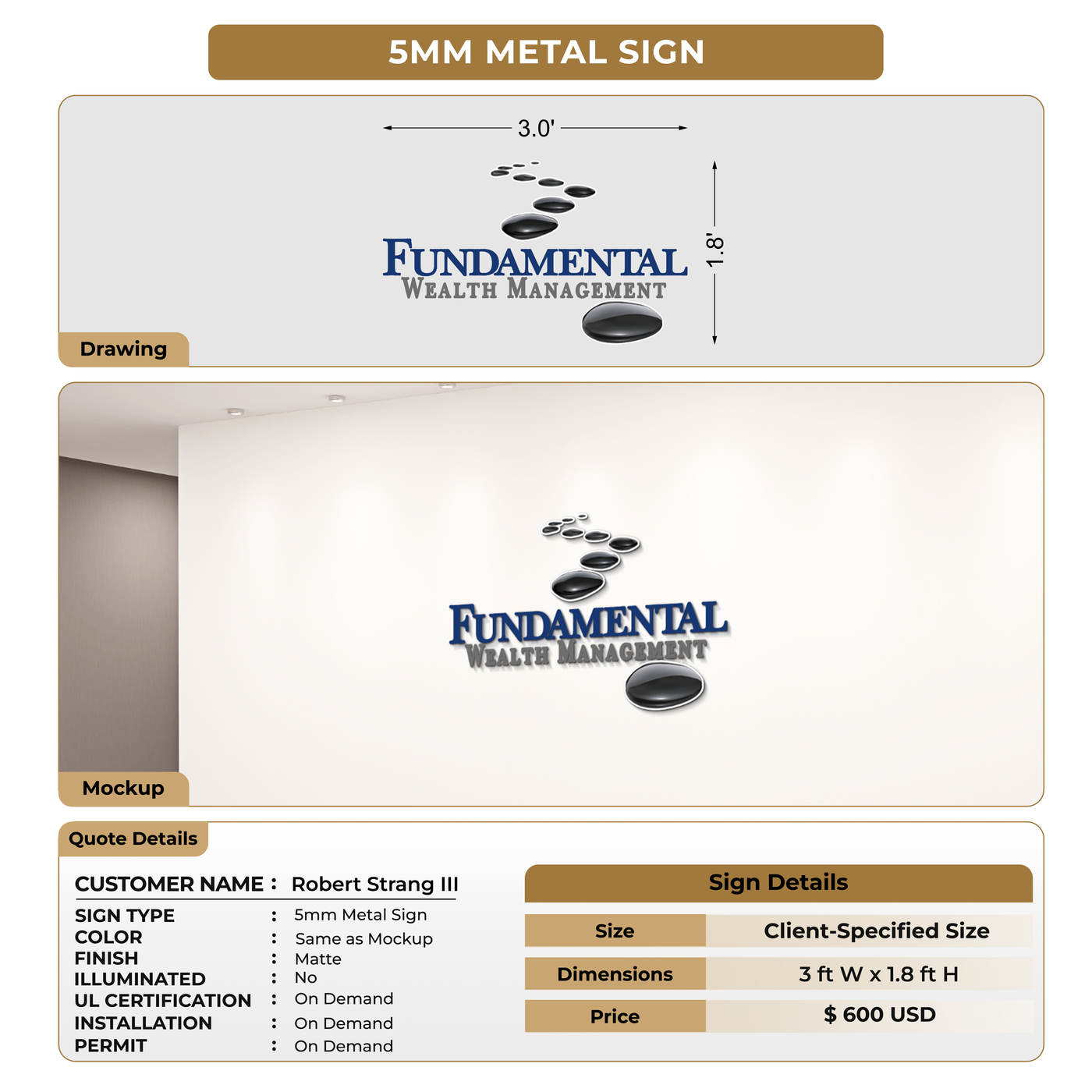 Custom Signs For Robert Strang III