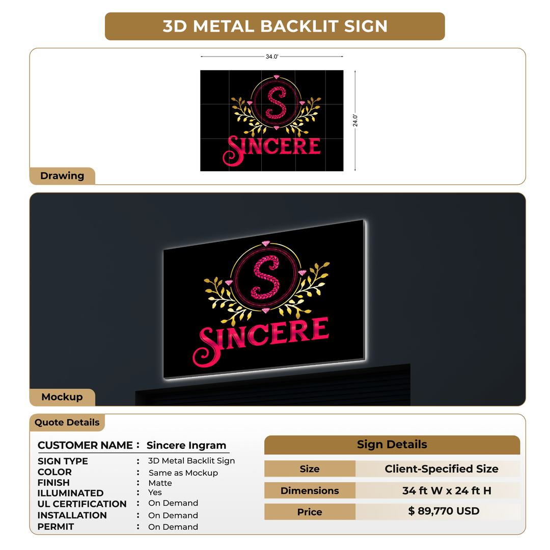 Custom Signs For Sincere Ingram