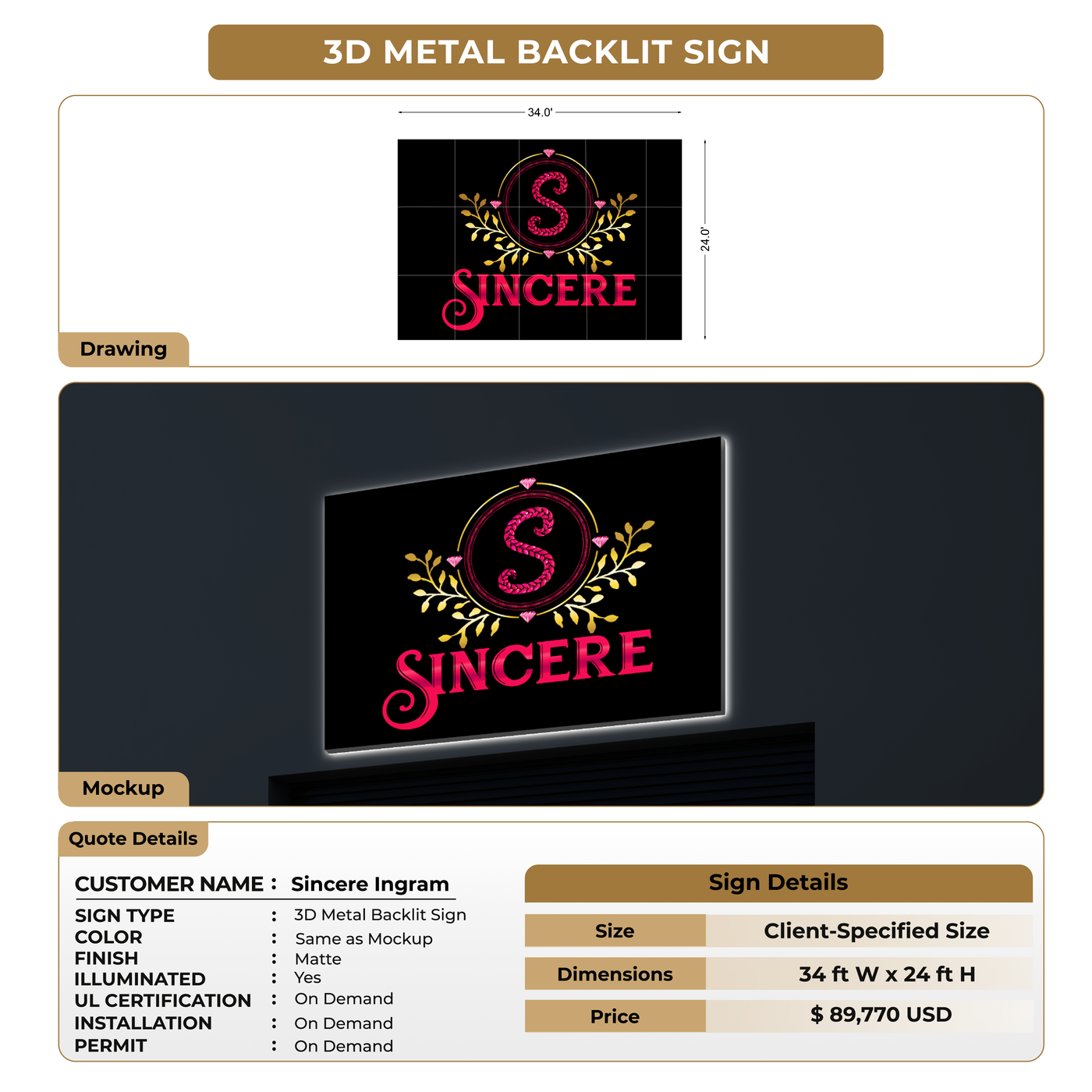 Custom Signs For Sincere Ingram