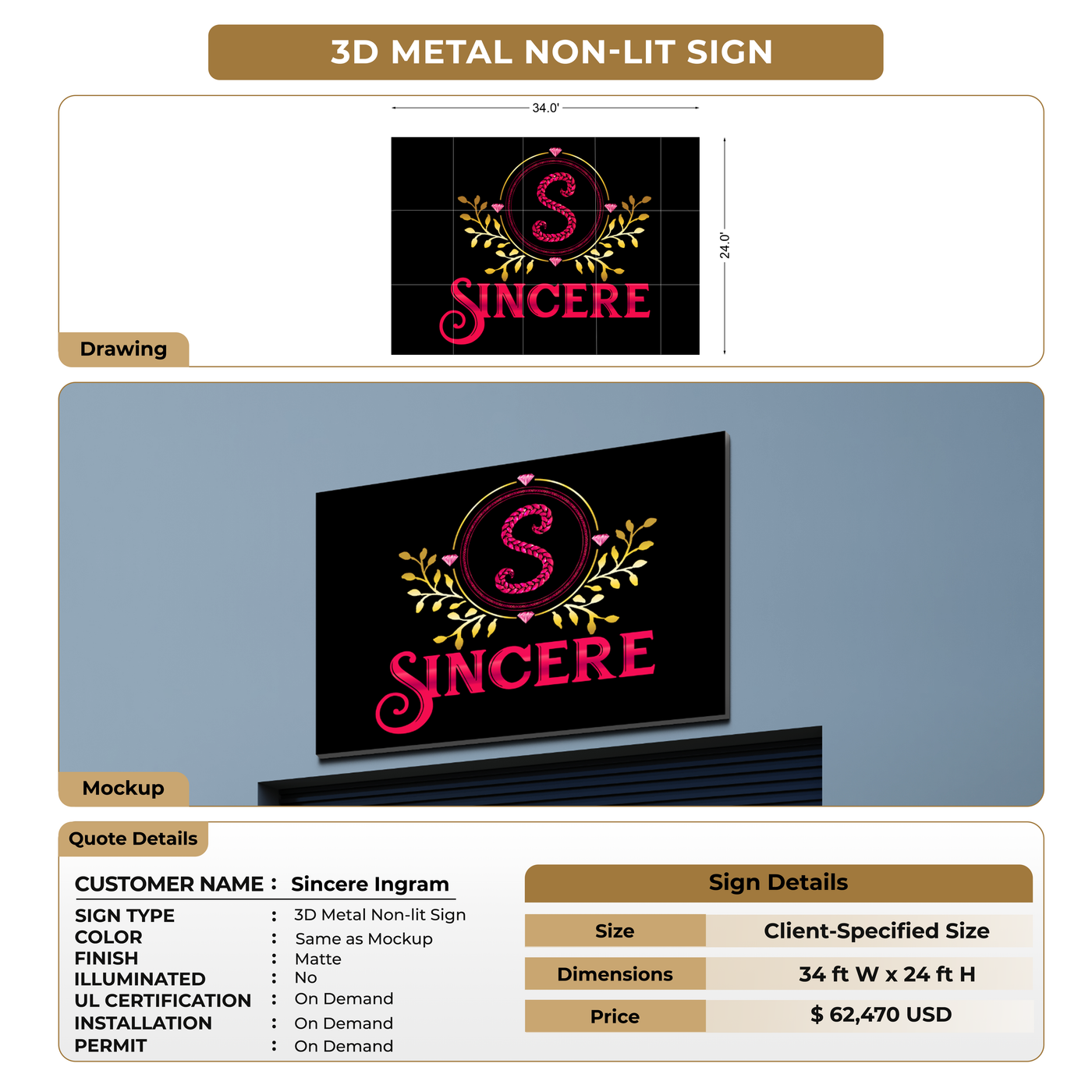 Custom Signs For Sincere Ingram