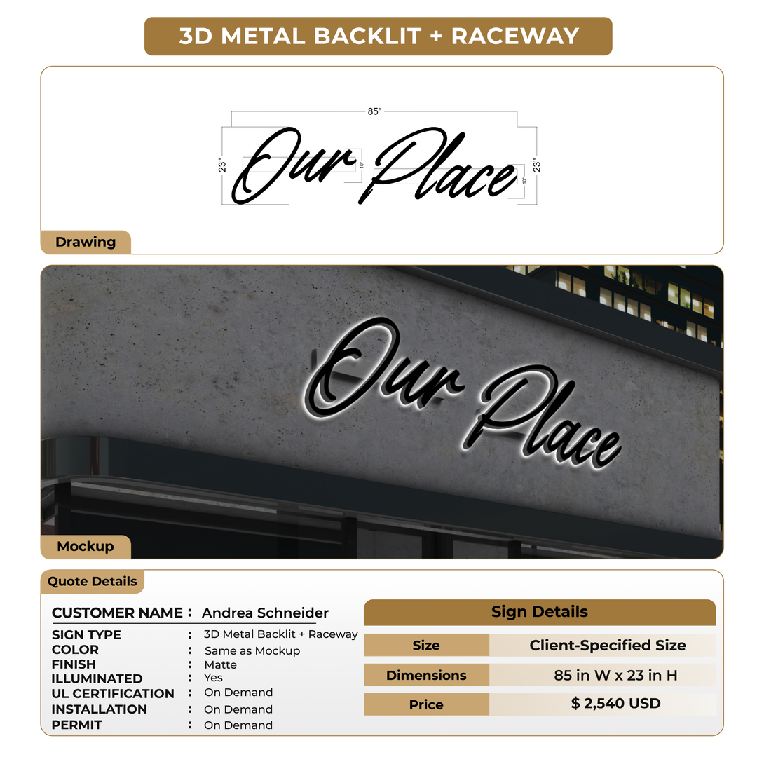 3D Metal Signs For Andrea Schneider