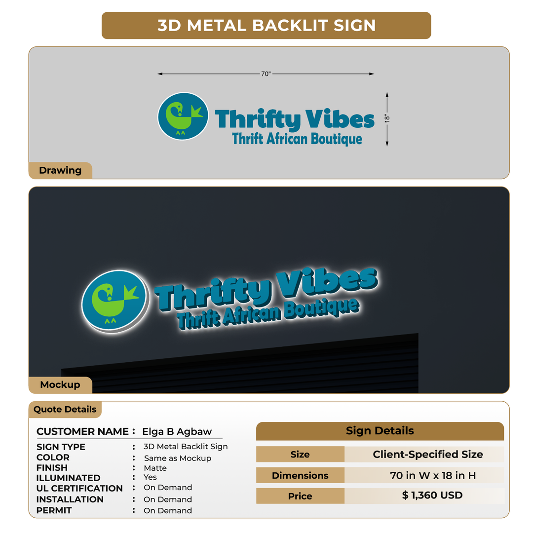 Custom Signs for Elga B Agbaw