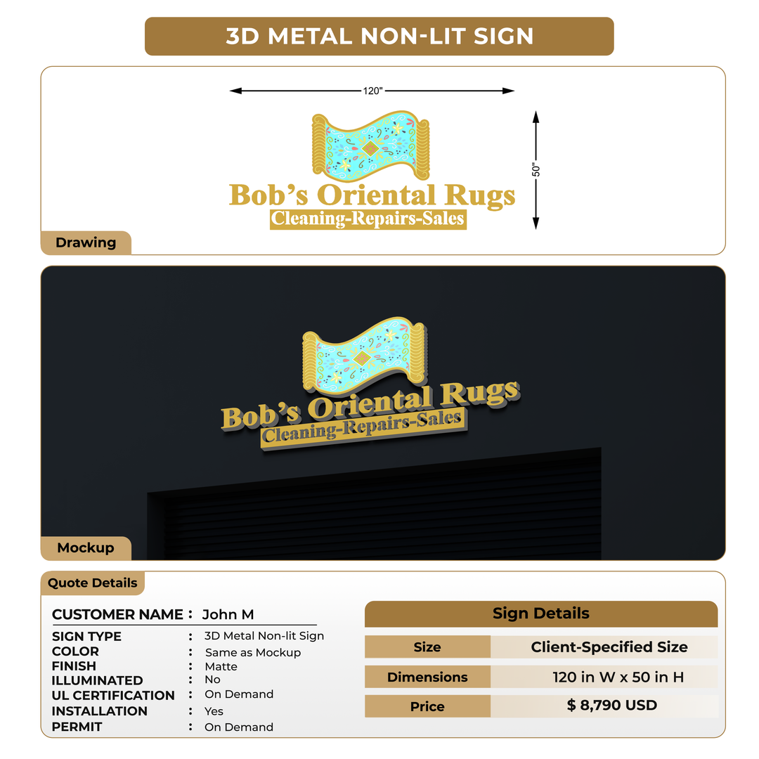 Custom 3D Metal Signs for John M