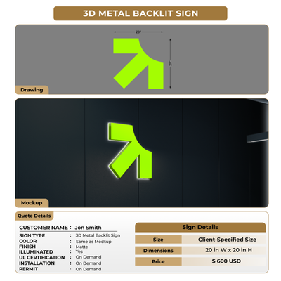 3D Metal Backlit Sign for Jon Smith