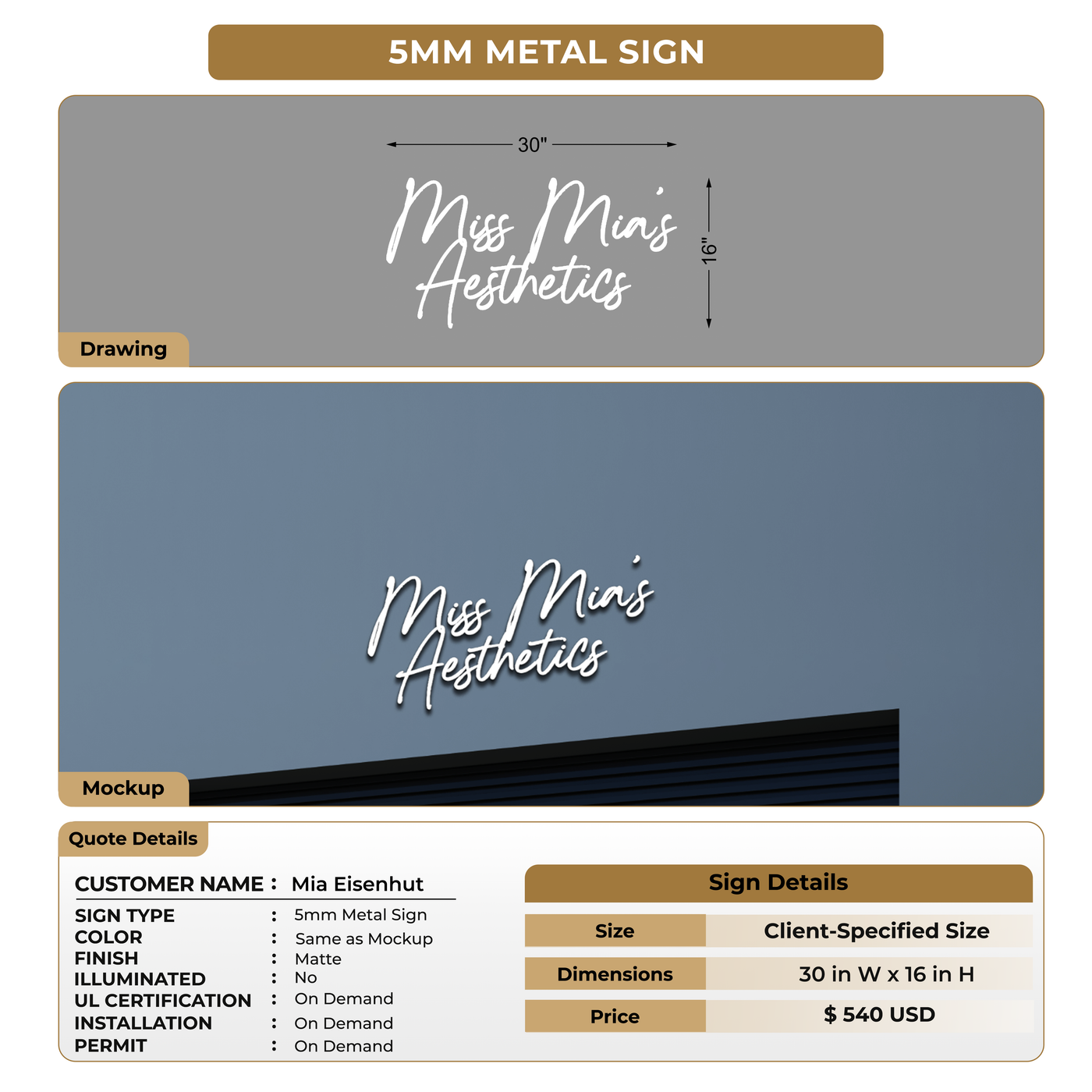 Custom Signs For Mia Eisenhut