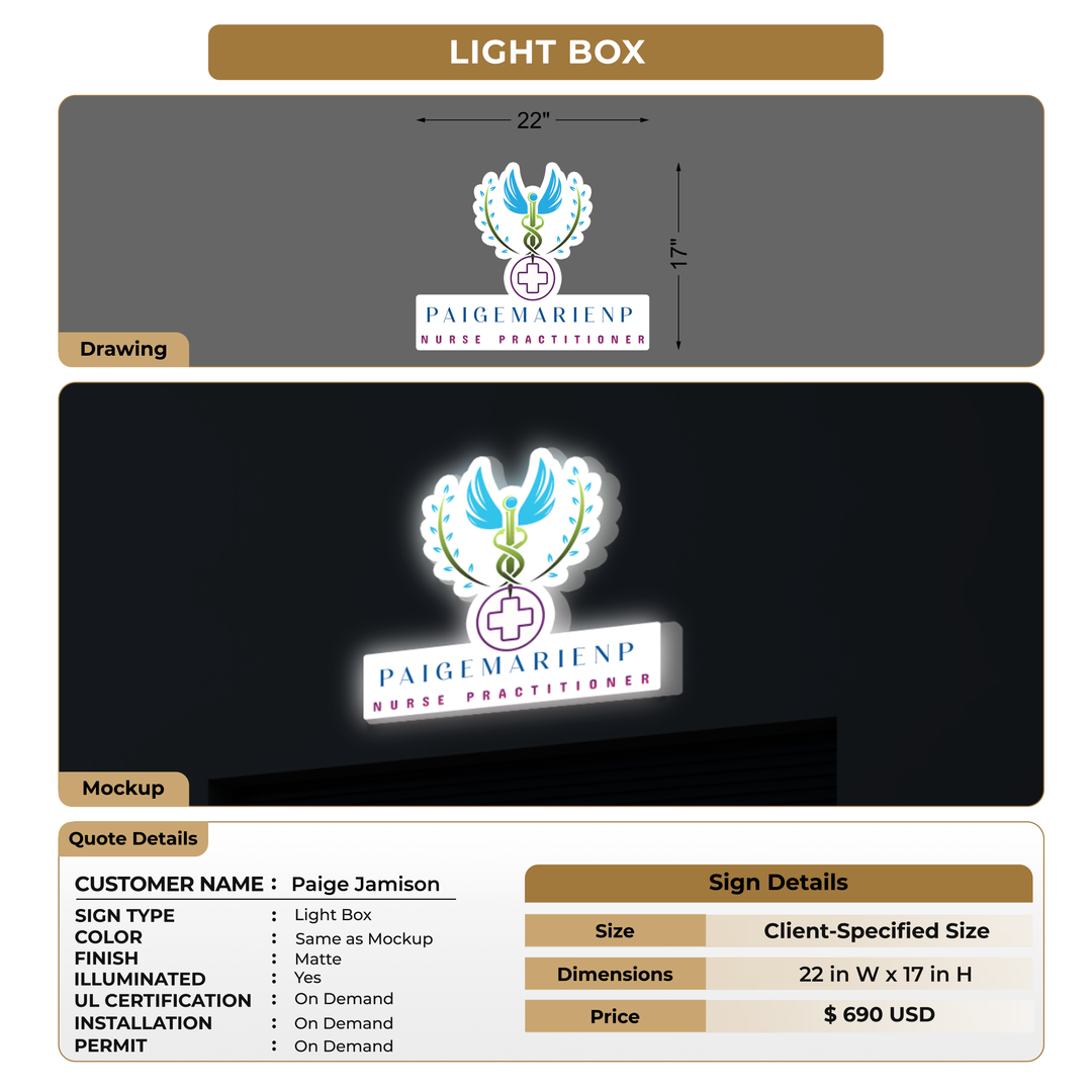 Light Box Sign For Paige Jamison