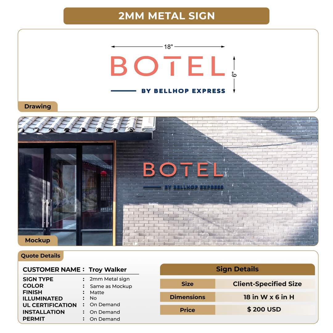 2mm Metal Signs For Troy Walker