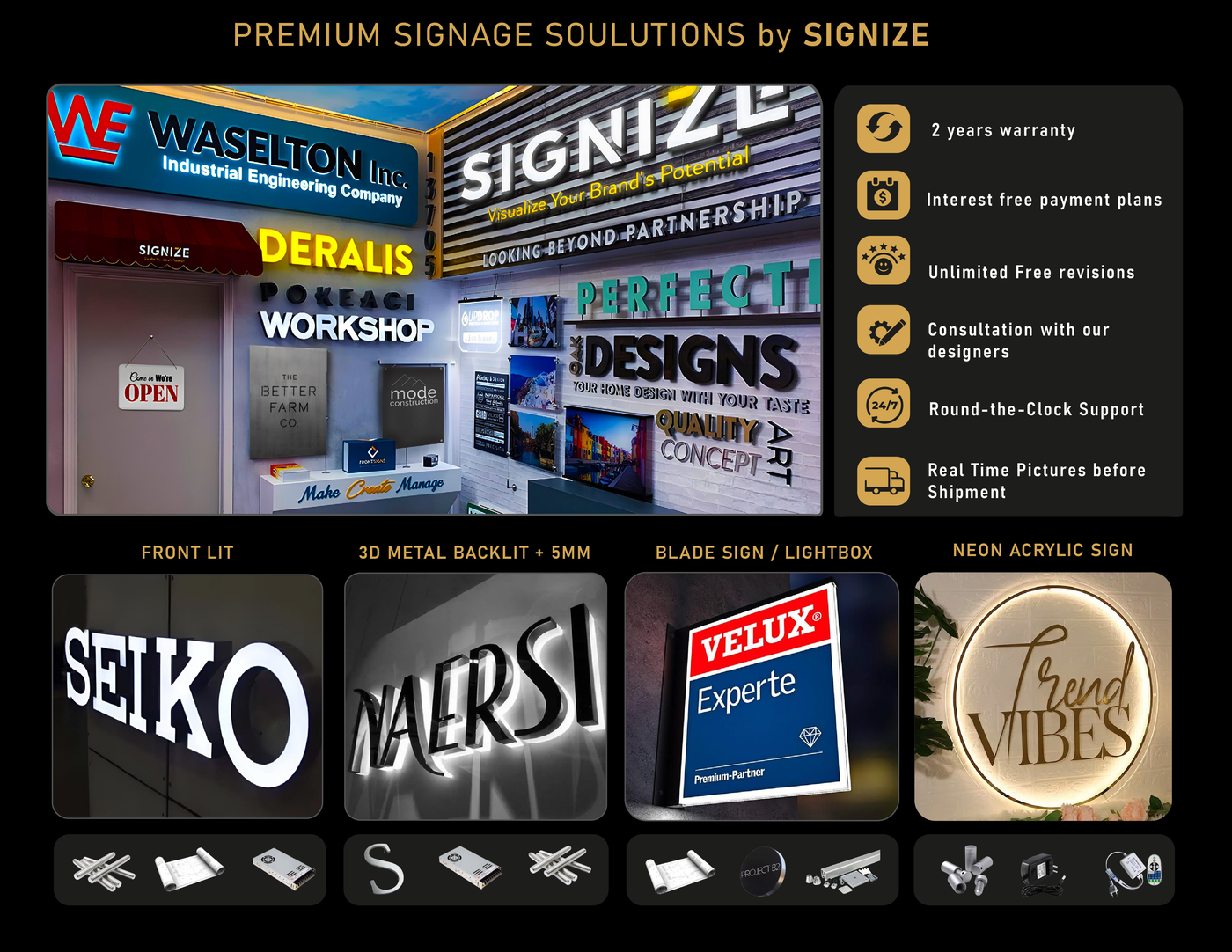 3D Metal Backlit Sign for Cabinet & Countertop Solutions