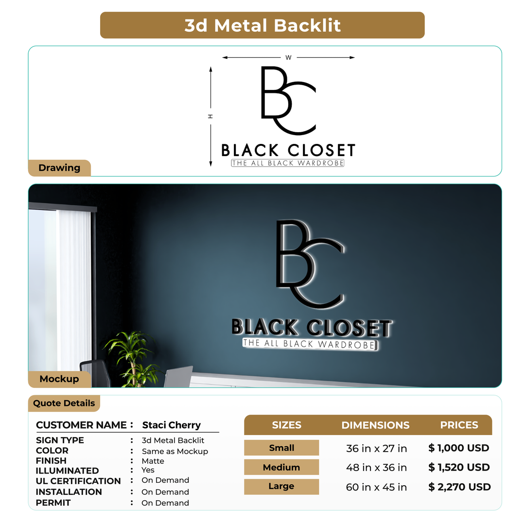 3d metal backlit for Staci Cherry