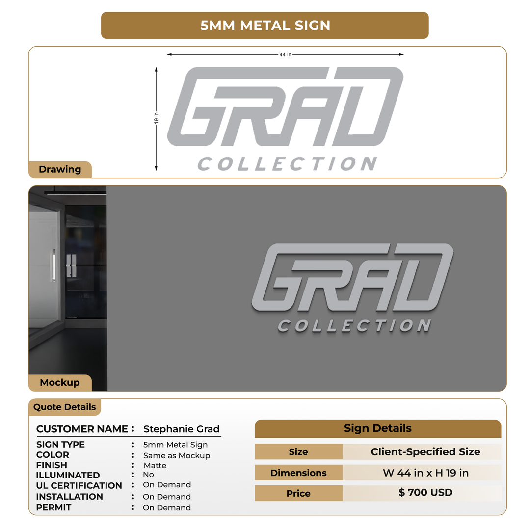 5mm Metal Signage for Stephanie Grad