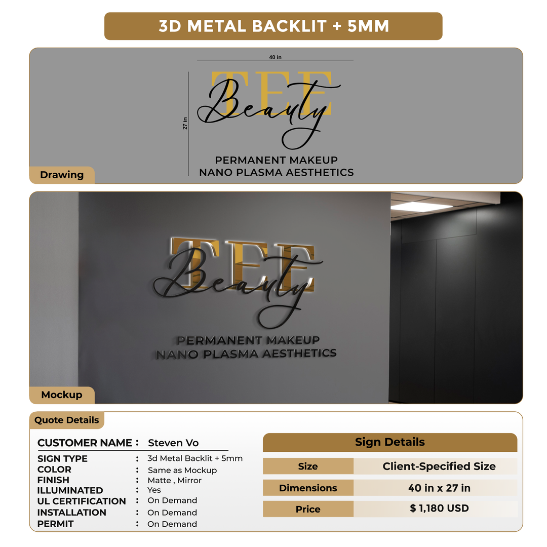 3d metal backlit for Steven Vo