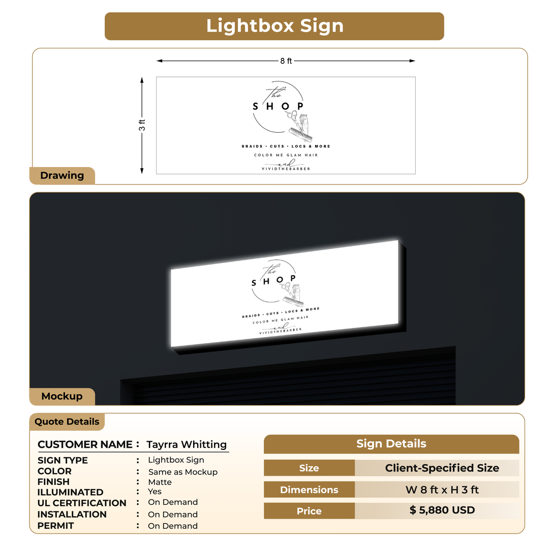 Light Box Sign for Tayrra Whitting
