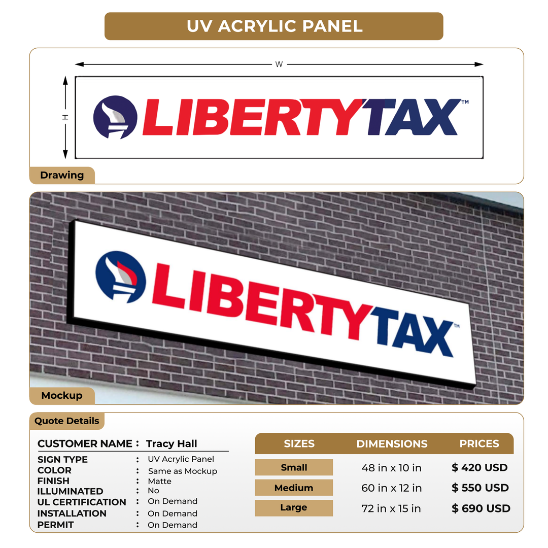 Business signage for Tracy Hall