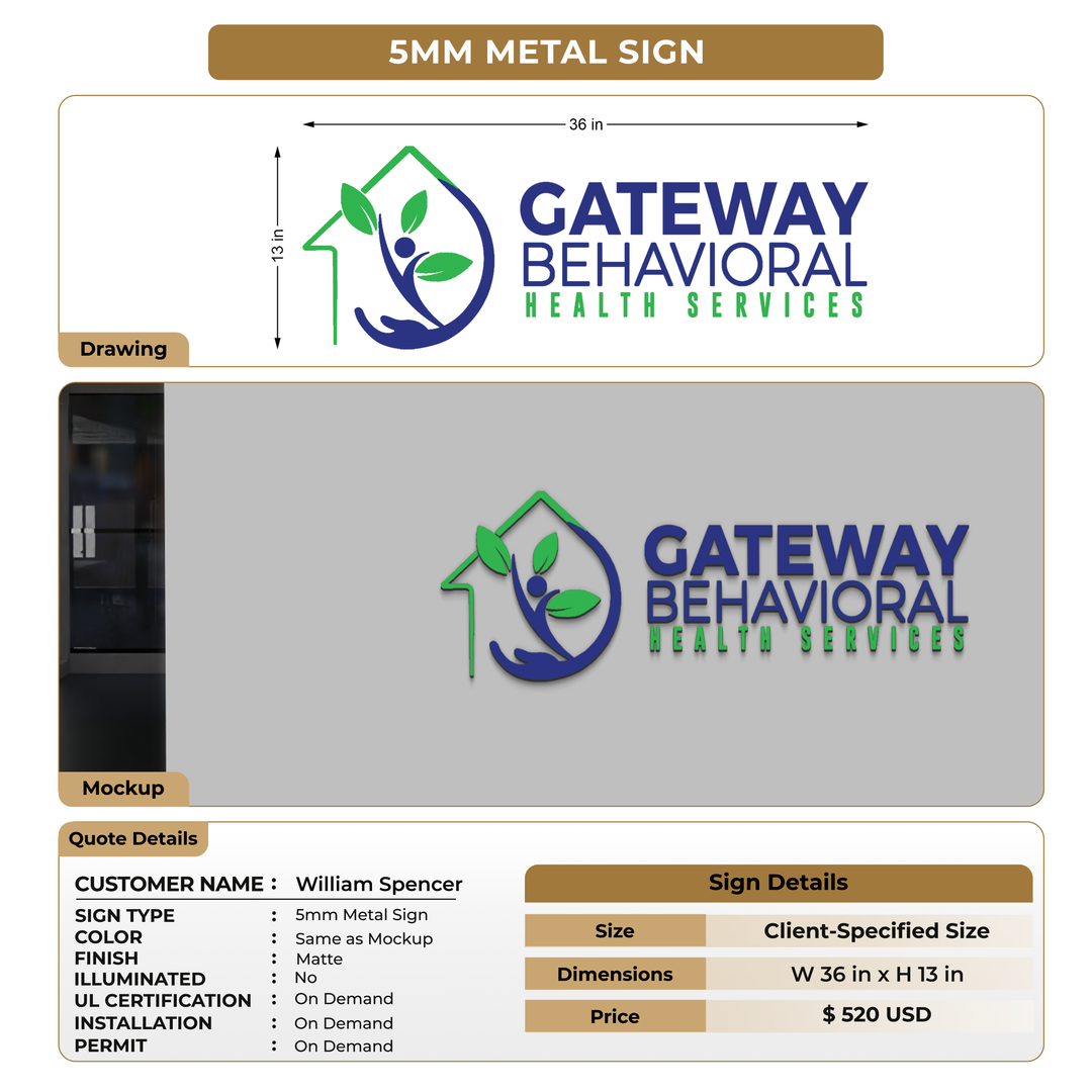 5mm metal sign for William Spencer