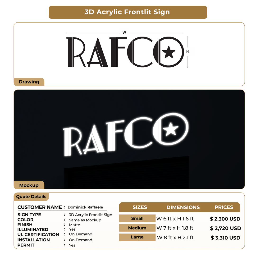 Custom Signs for Dominick Raffaele