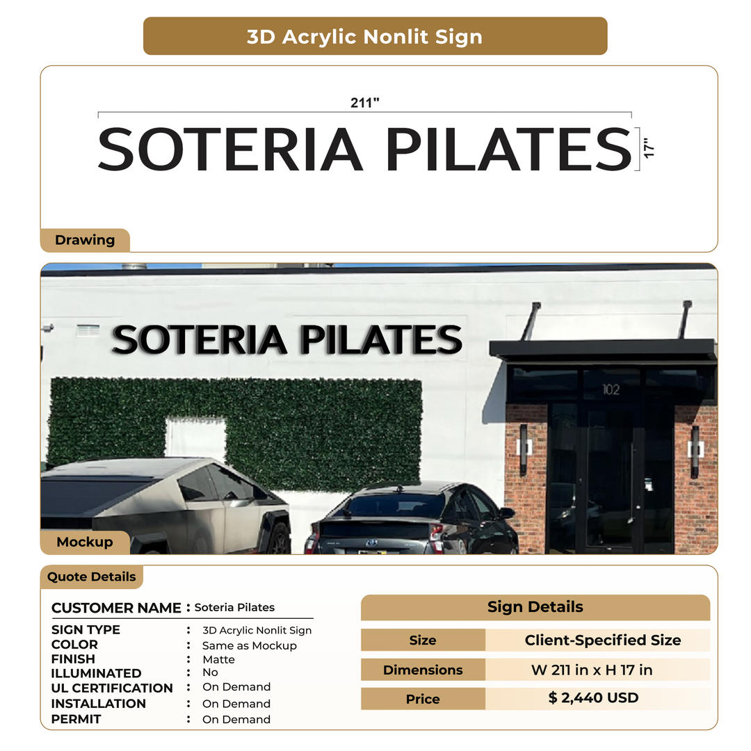 Custom Signs for Soteria Pilates