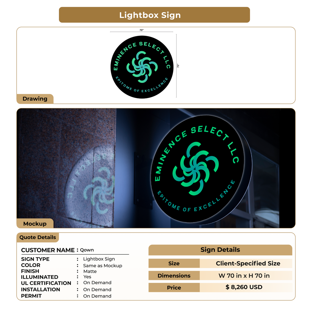 Lightbox Sign for Qown