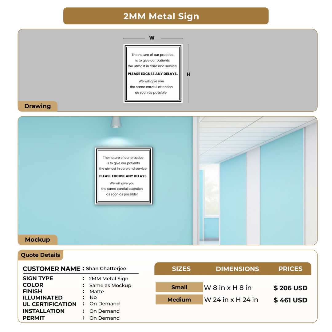 2MM Metal Sign for Shan Chatterjee