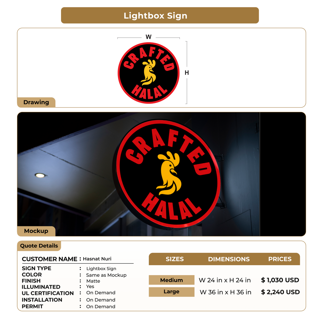 Lightbox Sign for Hasnat Nuri