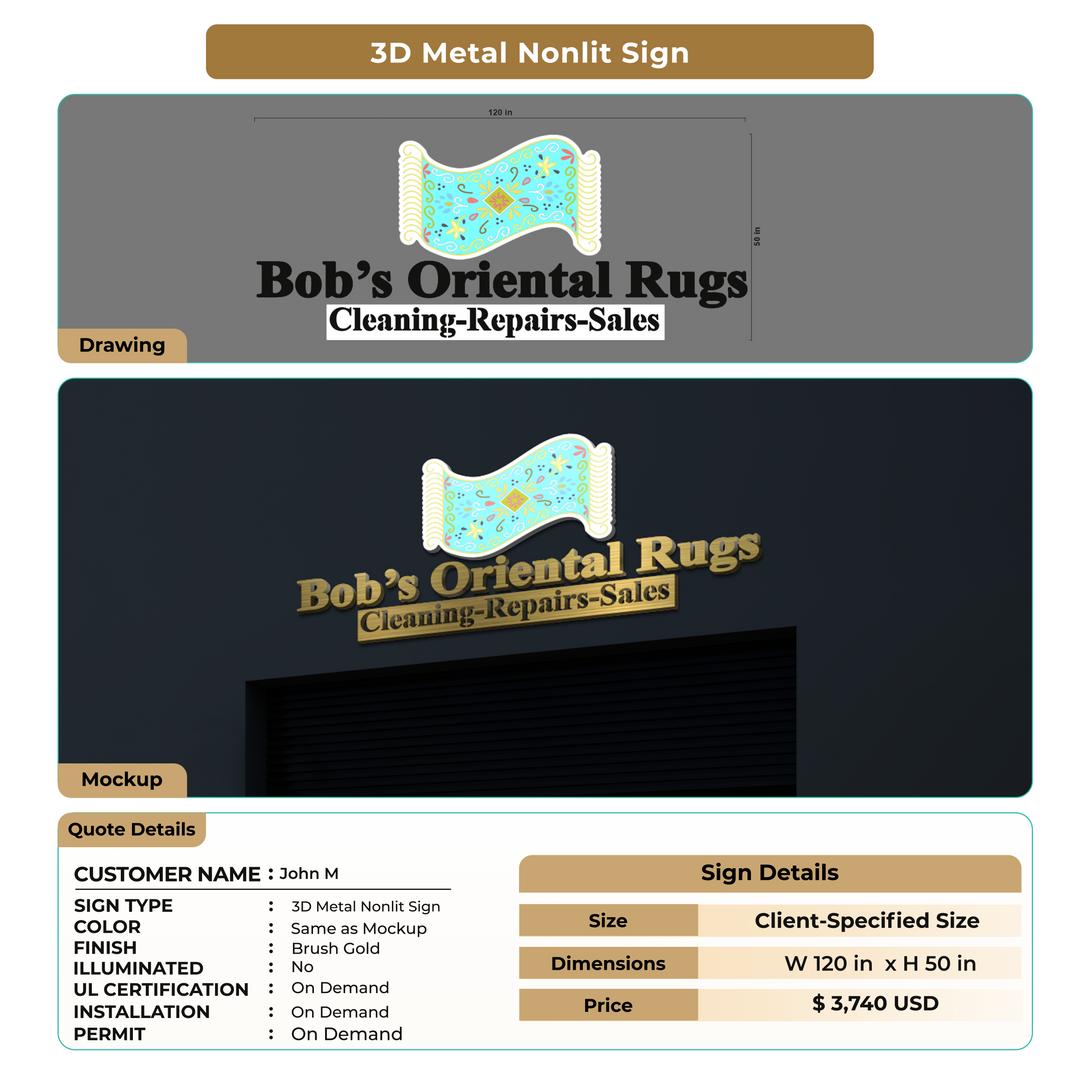 Custom 3D Metal Signs for John M