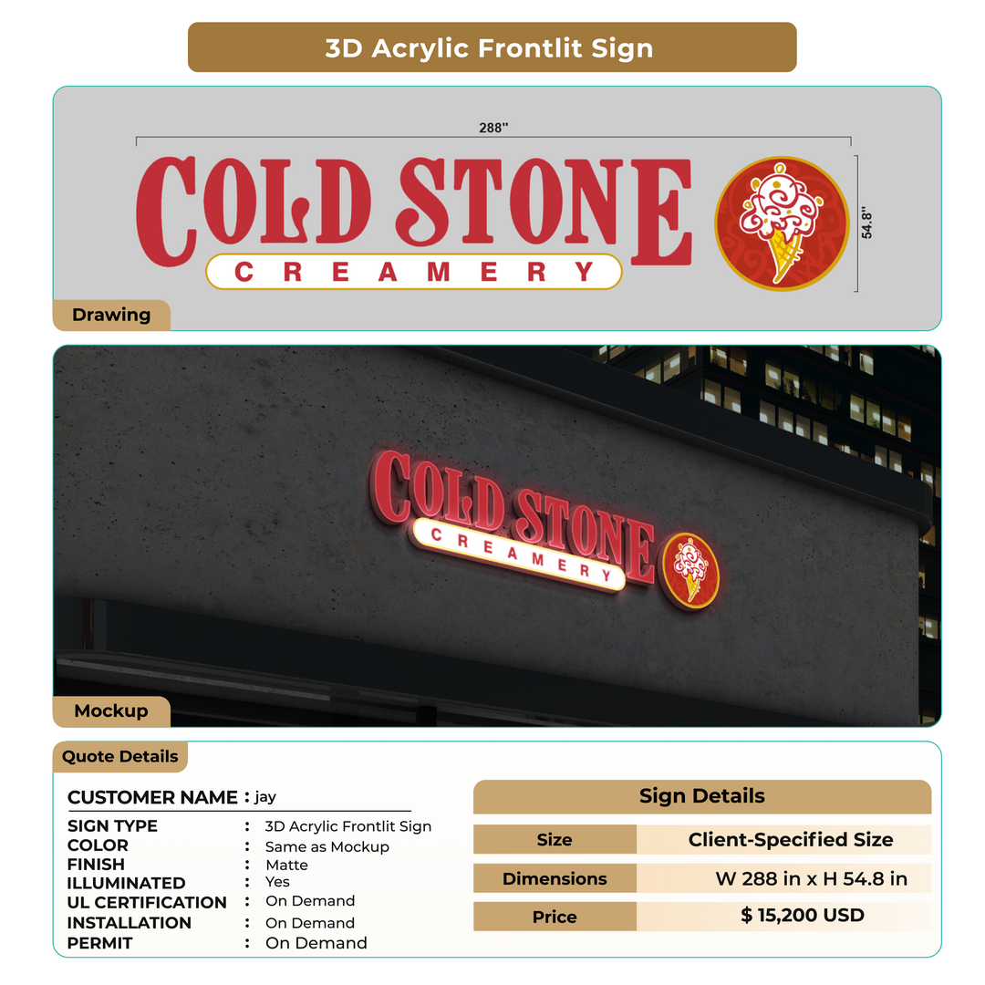 3D Acrylic Frontlit Sign For jay