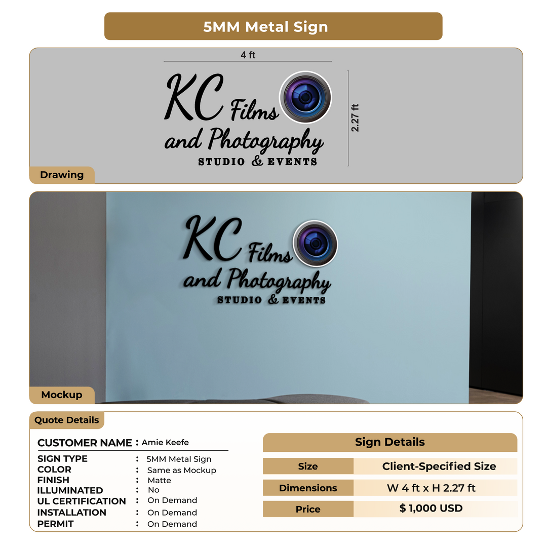 5MM Metal Sign for Amie Keefe