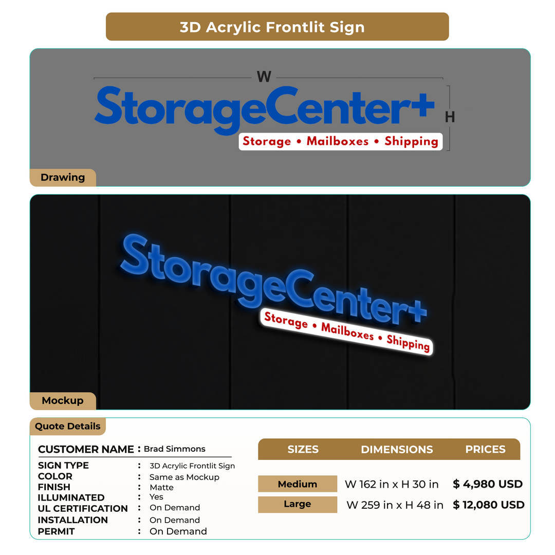 3D Acrylic Frontlit Signs For Brad Simmons