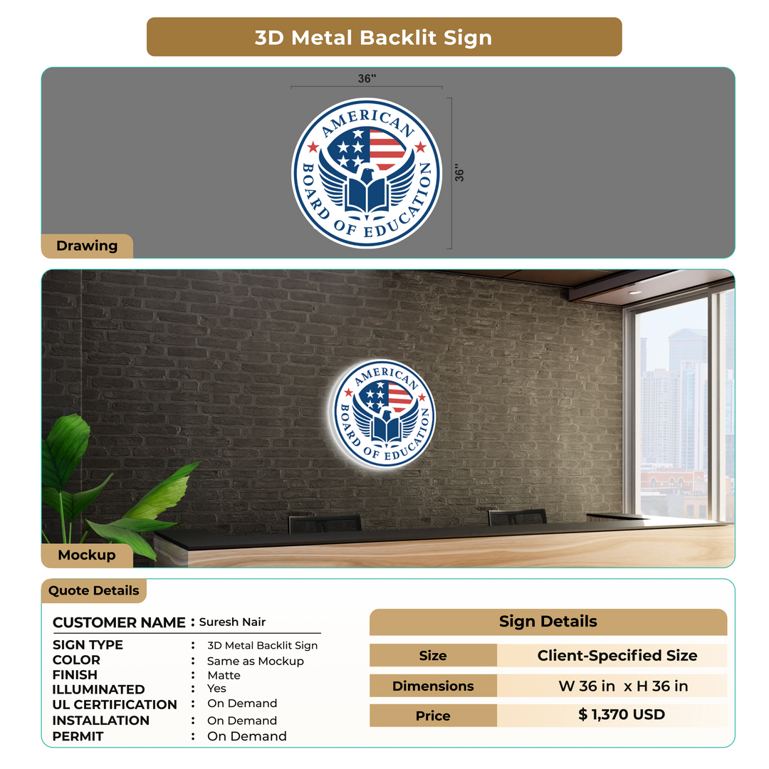 3D Metal Backlit SIgn for Suresh Nair