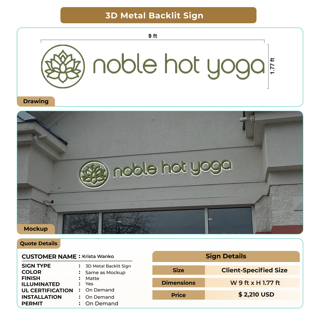3D Metal Backlit Sign For Krista Wanko