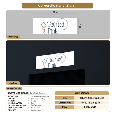 UV Acrylic Panel Sign for Caroline Johnson