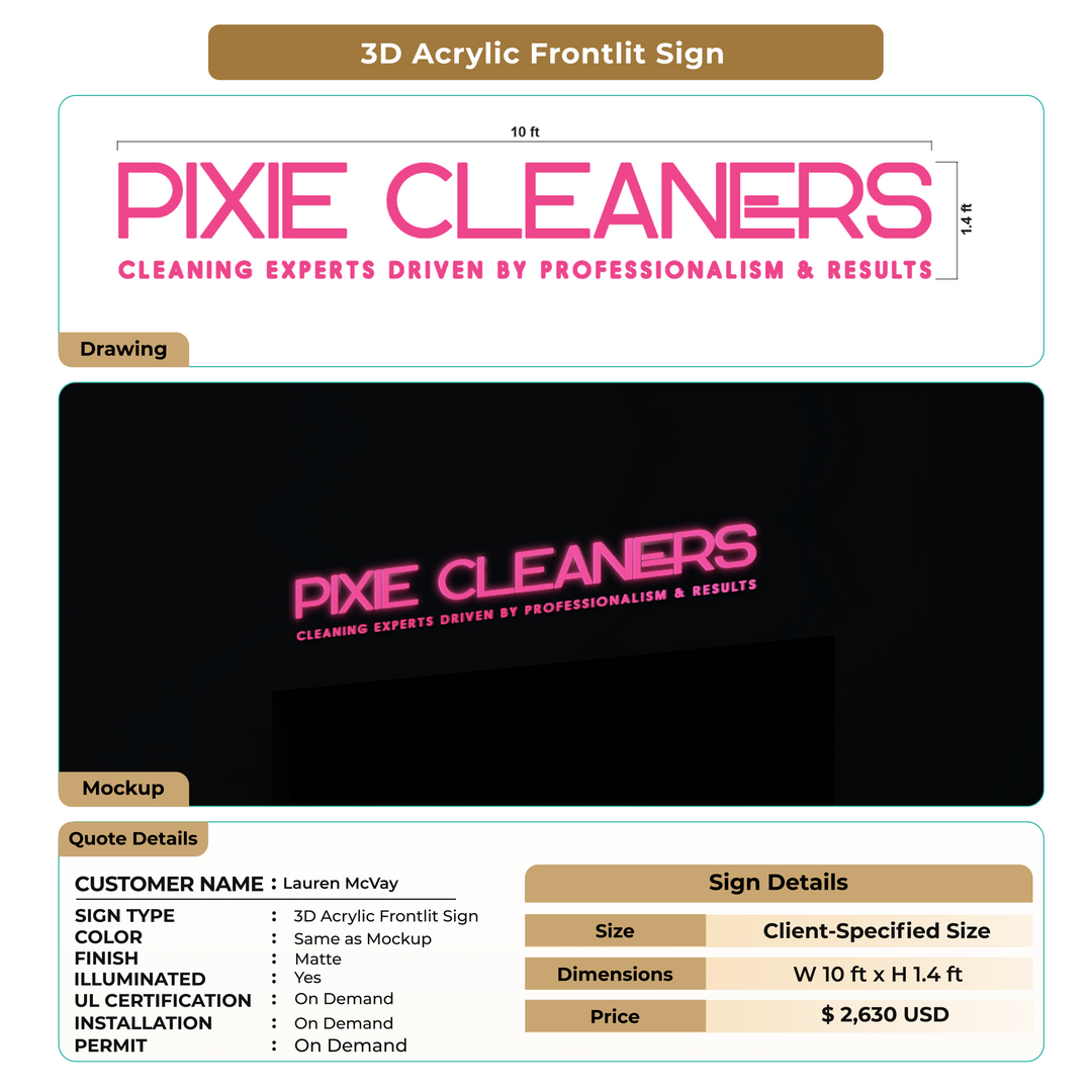 3D Acrylic Frontlit Sign for Lauren McVay