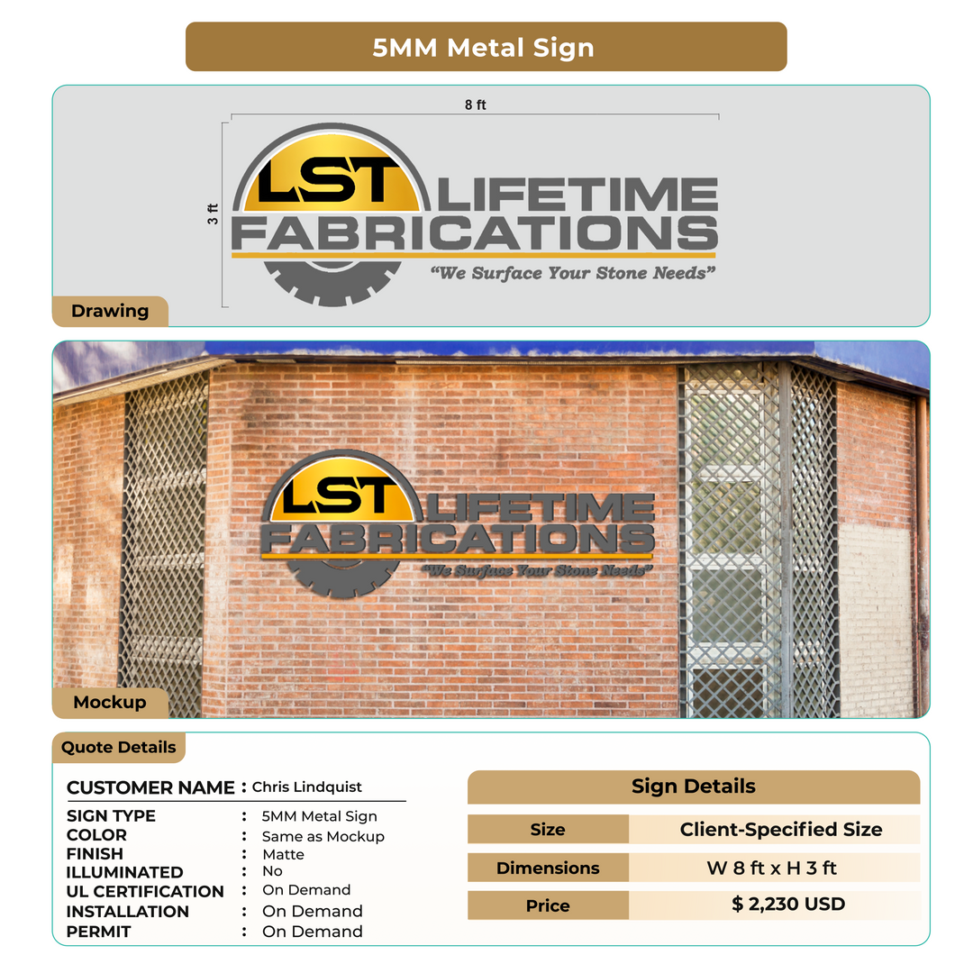 5MM Metal Sign for Chris Lindquist