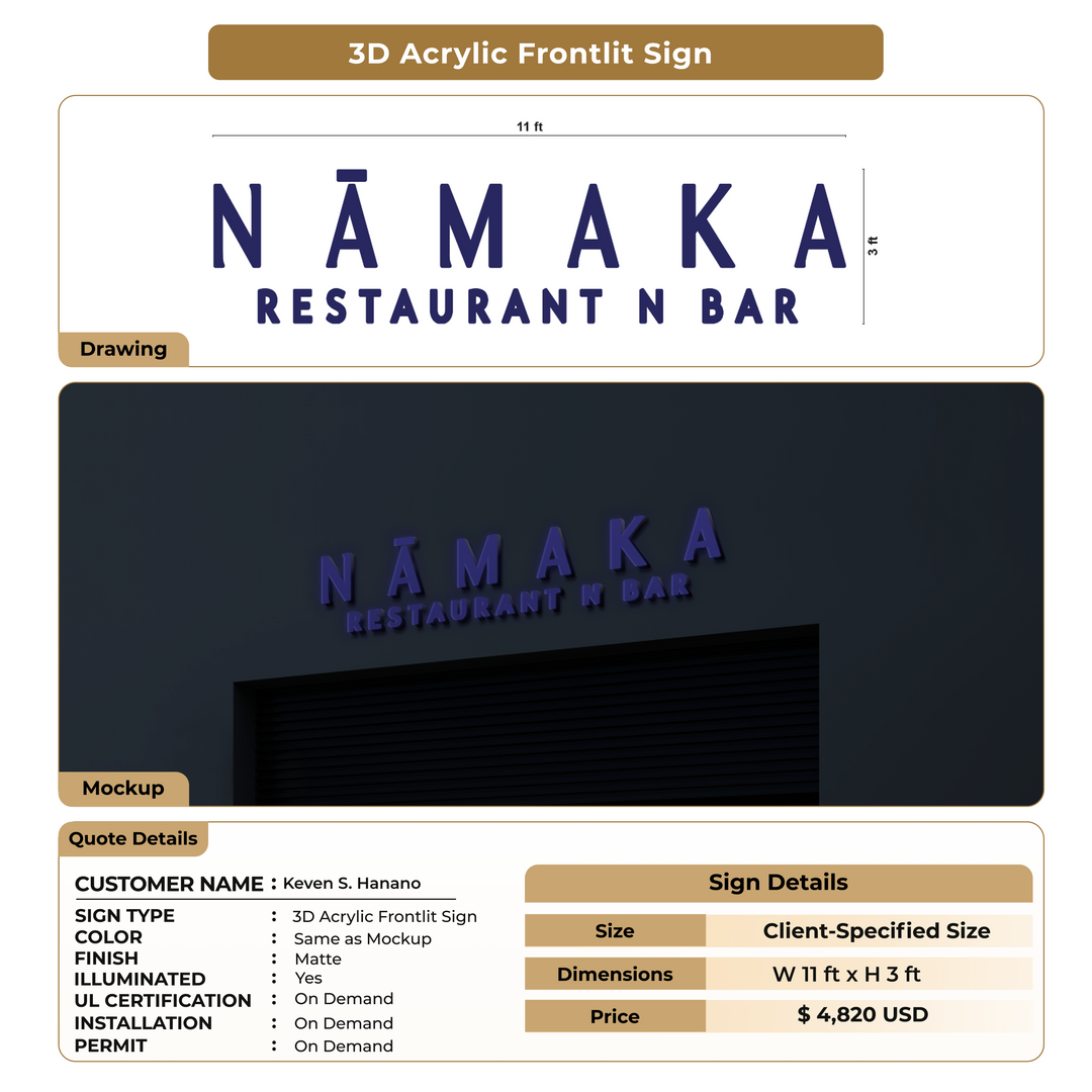 Custom Signs for Keven S. Hanano