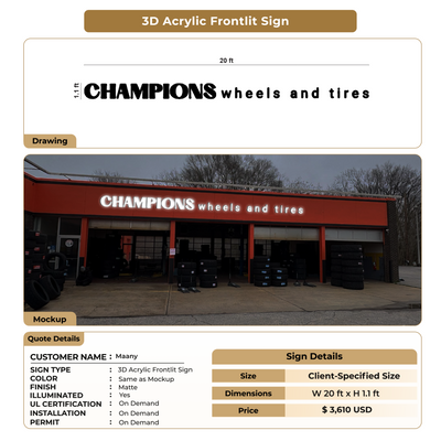 3D Acrylic Frontlit Signs for Maany