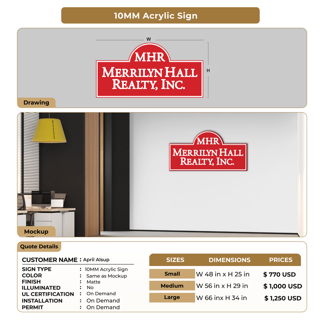 10MM Acrylic Sign for April Alsup