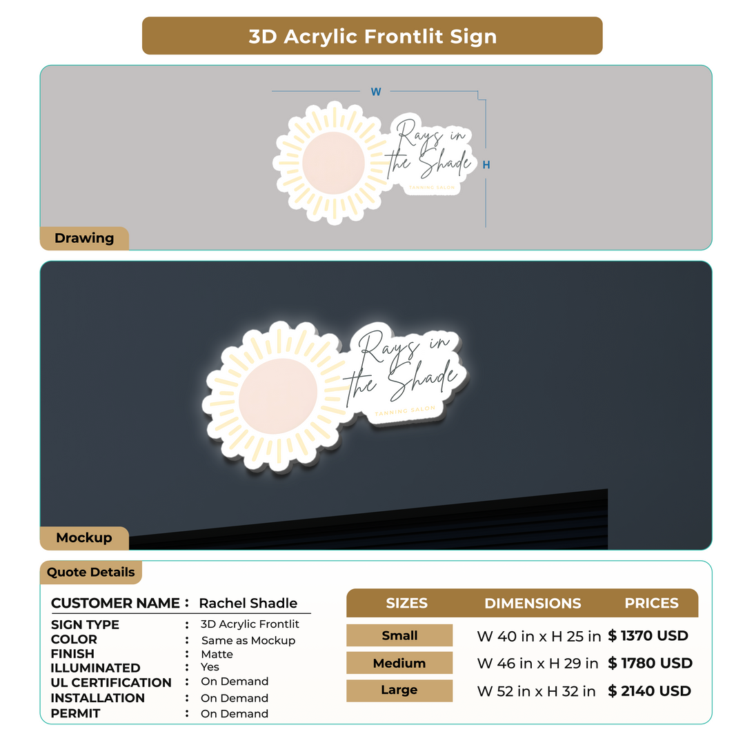3D Acrylic Front-lit Signs for Rachel Shadle